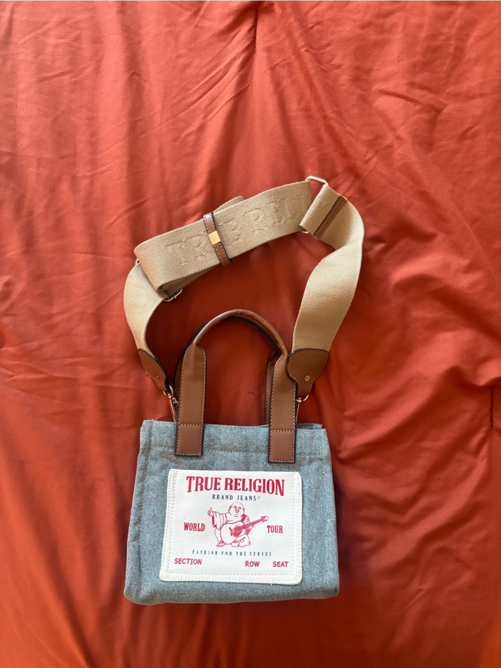 True Religion Buddha Mini Denim Tote Bag